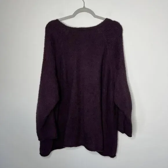 Eileen Fisher Sweater Womens 3X Purple Organic Cotton V Neck Oversized Tunic - Picture 7 of 9